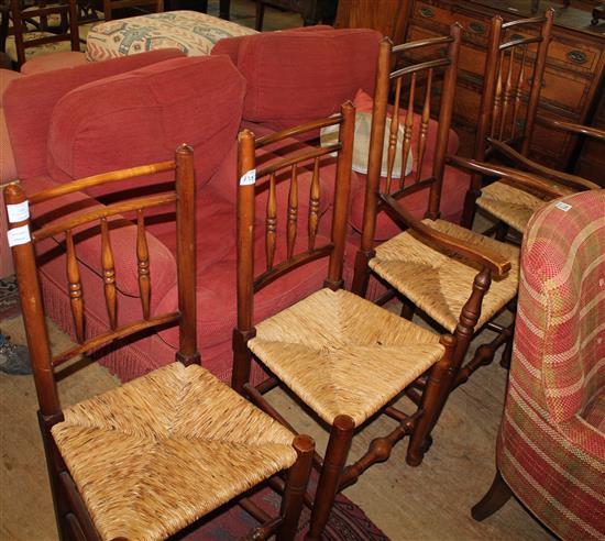 Four spindle back chairs